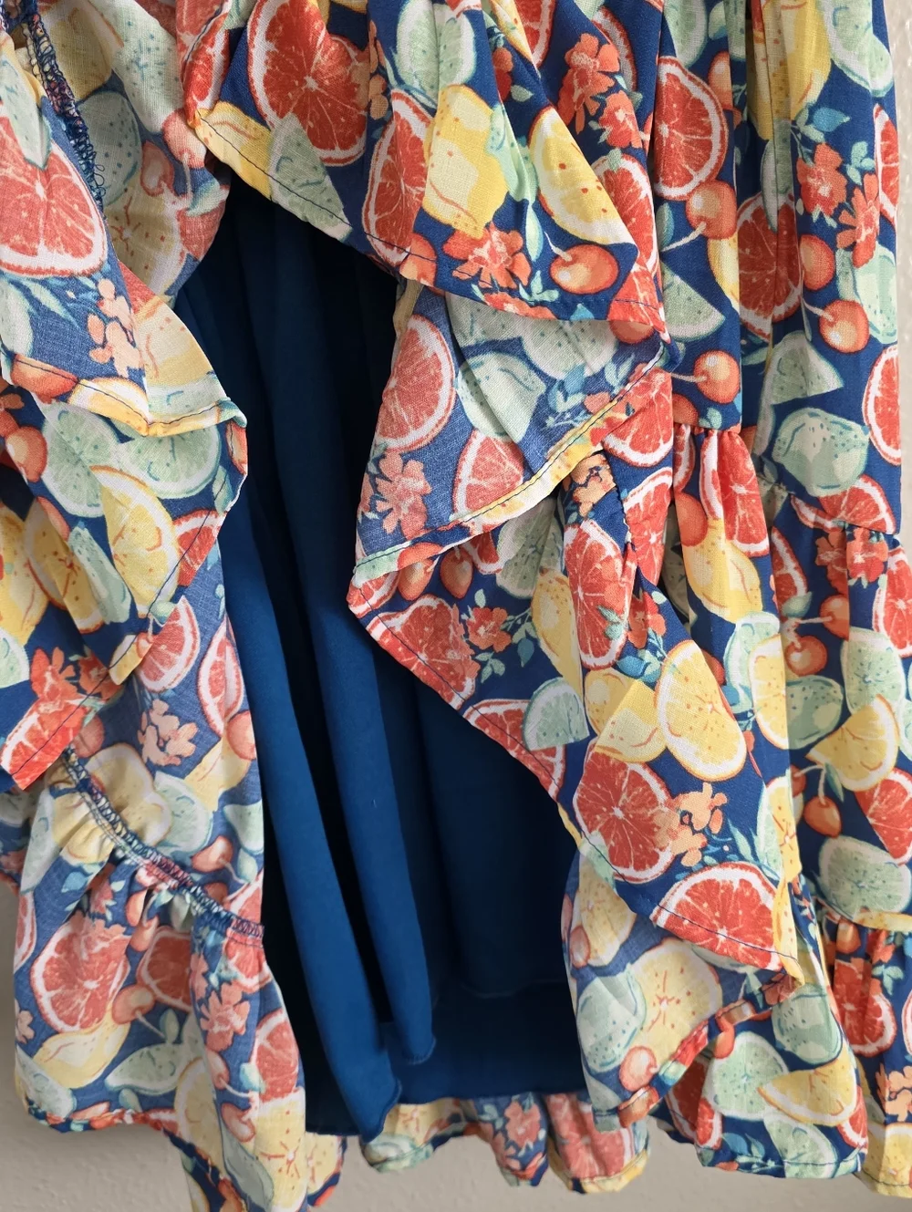 Speechless Navy Citrus-Print Tiered Sundress for Girls